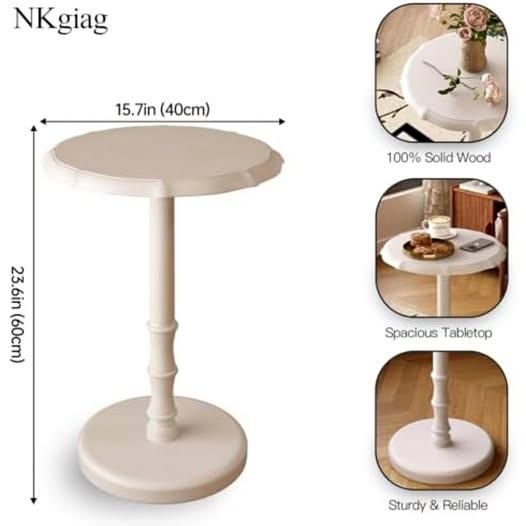 Solid Wood Round Pedestal Side Table White, New in box