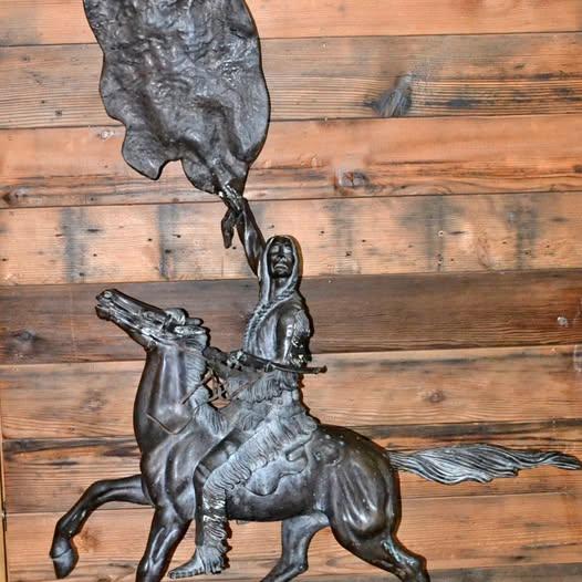 Large & Heavy Vintage Frederick Remington Bronze Statue Sculpture 53" Buffalo Signal