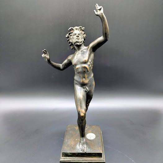 Vintage Italian Bronze Sculpture: "The Dancing Faun of Pompeii"