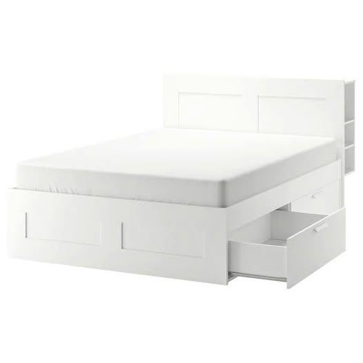 IKEA bed frame with storage headboard
