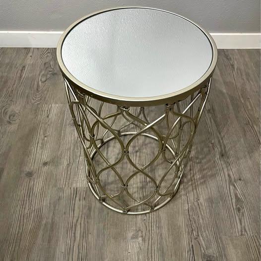 Mirrored Gold Round Side Table