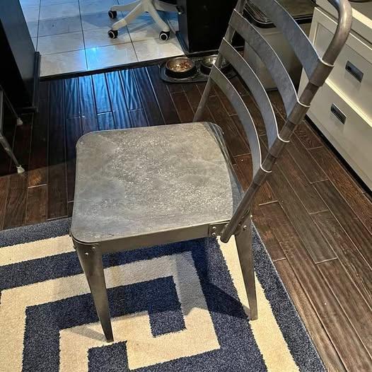Modern grey metal dining/ side/ desk chair