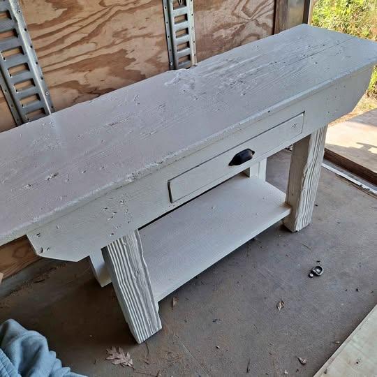 Rustic white console table 59 l x17 d x 28h