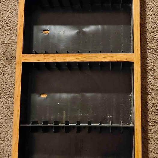 Vintage Case Logic 60 Cassette Tape Wall Rack Storage Plastic Slots Wood Grain