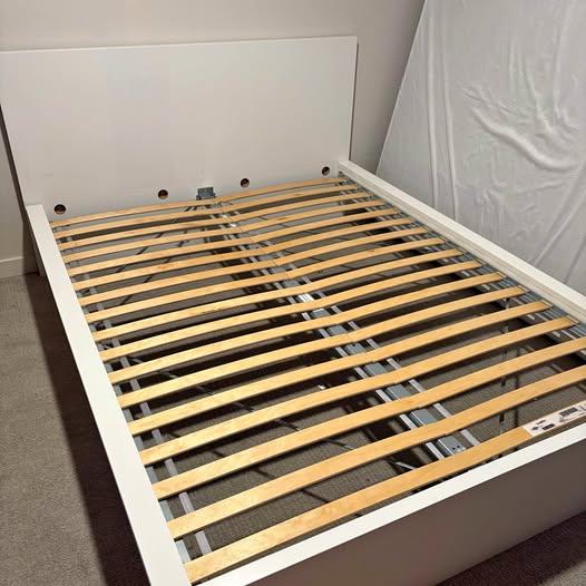 White IKEA queen bed frame