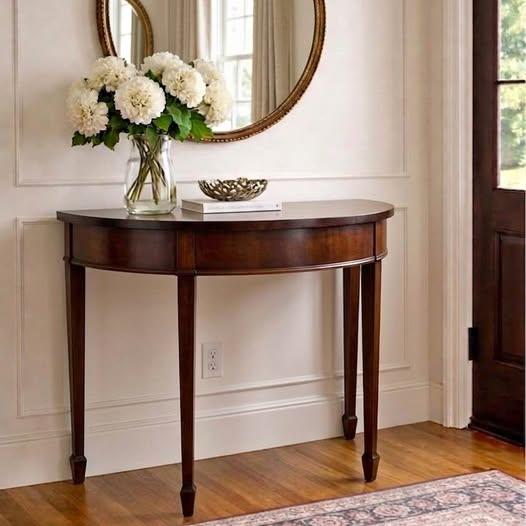 Vintage style mahogany demilune table