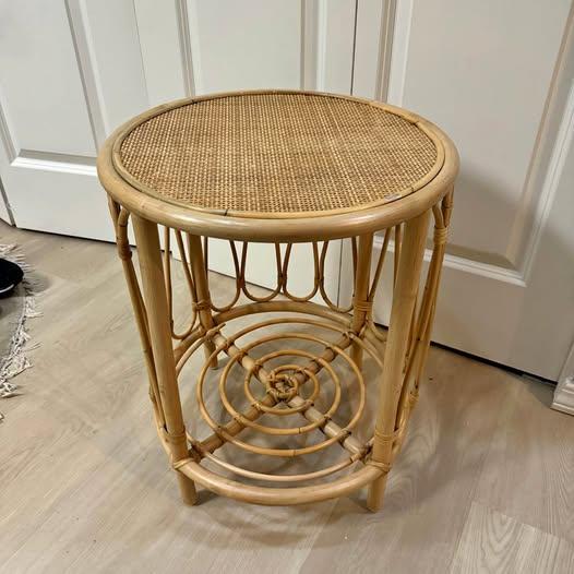 Round Rattan Side Table