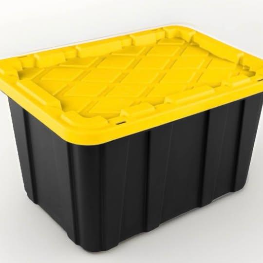 Lot of 10 new 27 gallon heavy duty storage tubs with lids.