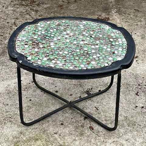 Metal inlay outdoor side table