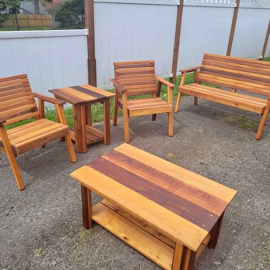 outdoor cedar furniture 3pcs set
