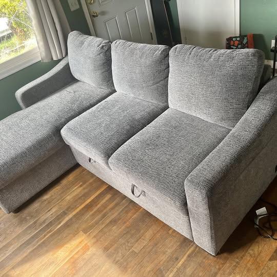 Coddle Aria Fabric Sleeper Sofa with Reversible Chaise and Storage, Gray