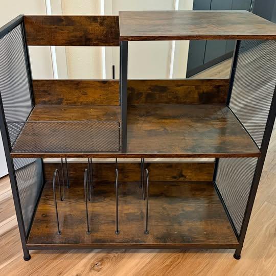 Tiered Record Player Shelf w/ Adjustable Vinyl Record Storage