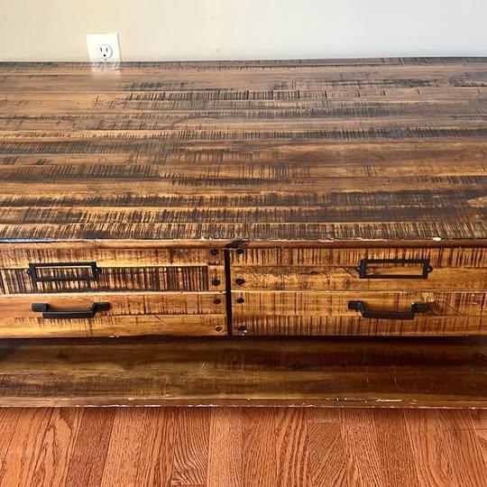 Rustic Wood Coffee Table with Drawers
