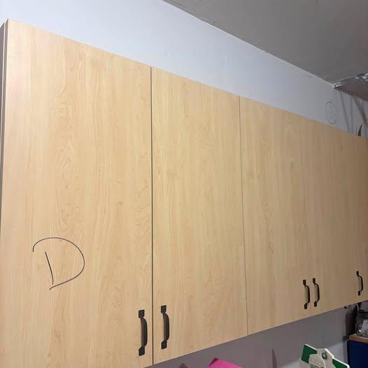 Three Light Wood Storage Cabinets