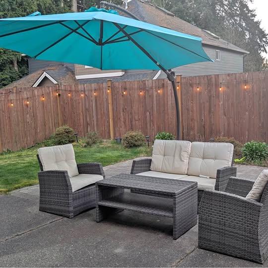 Outdoor Patio Furniture + 12’ Umbrella