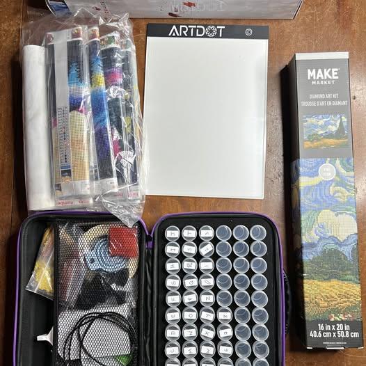 Large Diamond Painting Art Craft Supplies - Light Pad, Storage Case, Tools, 8 New Sets
