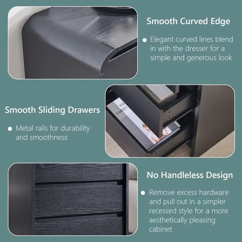 Modern Nightstand with Charging Station 3
