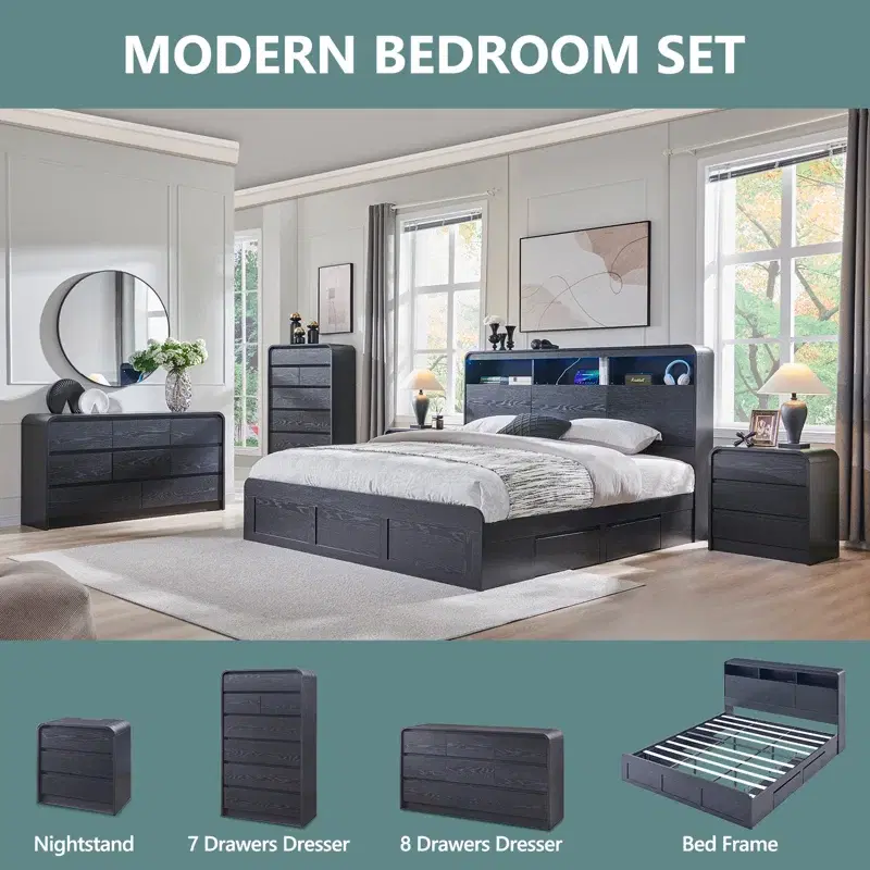 Modern Nightstand with Charging Station 4