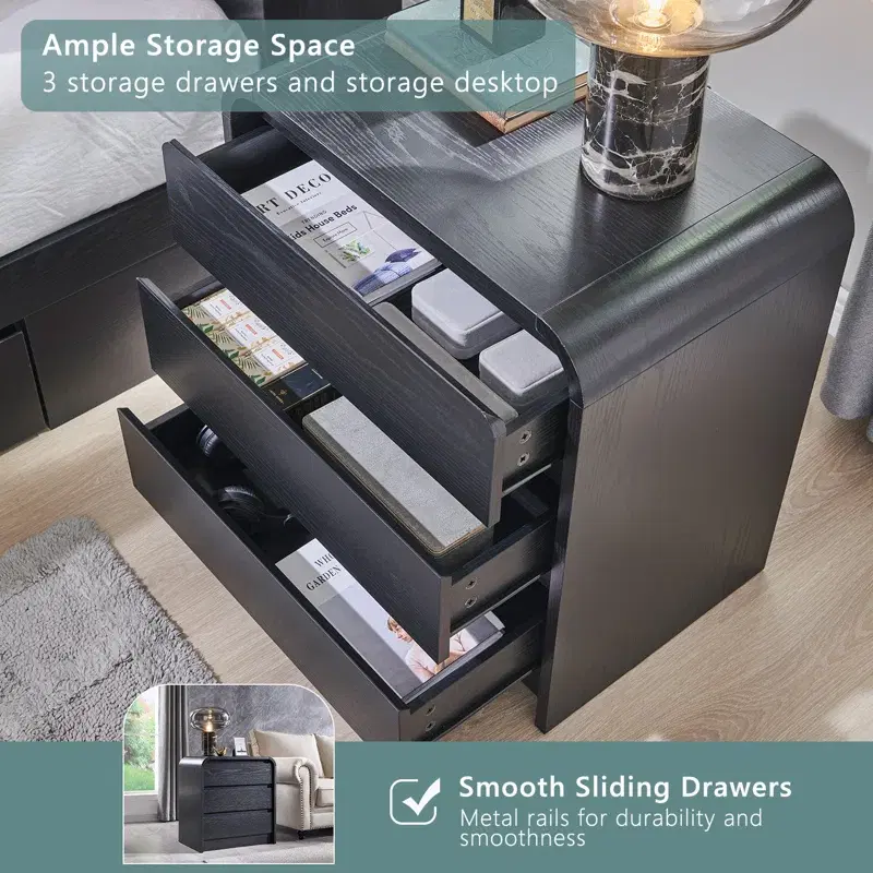 Modern Nightstand with Charging Station 5