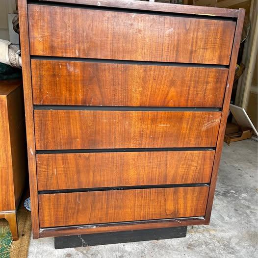 MCM five drawer, walnut dresser - project