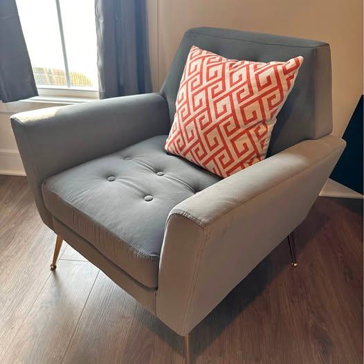 Pair of Two (2) Dark Grey Modern Tufted Chairs