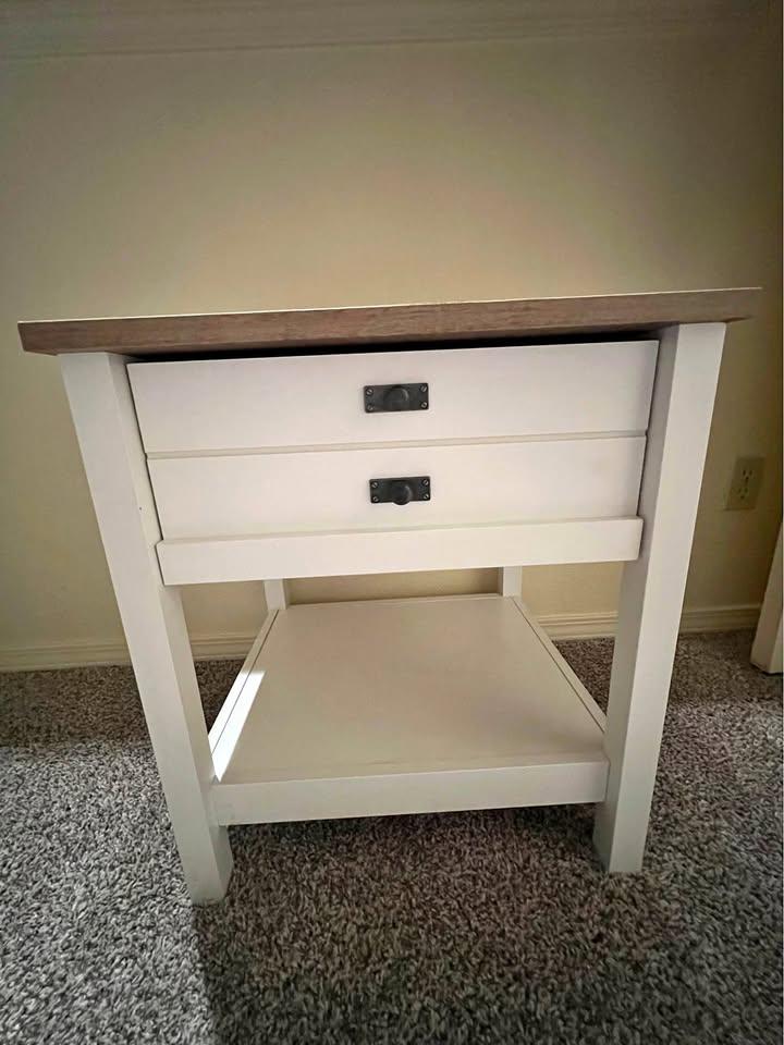 Sauder White Nightstand / Side Table with Drawers – Made in USA