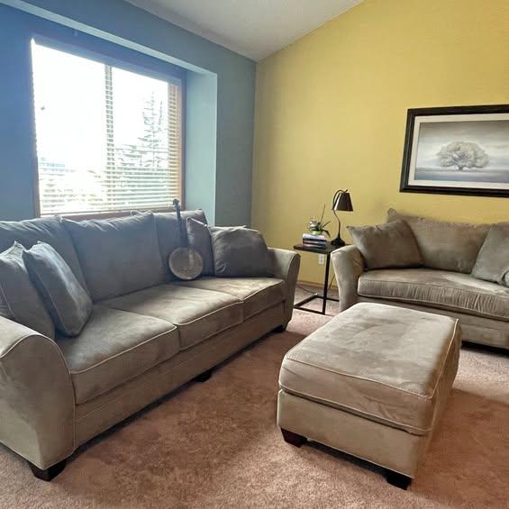 Sofa and loveseat with ottoman table