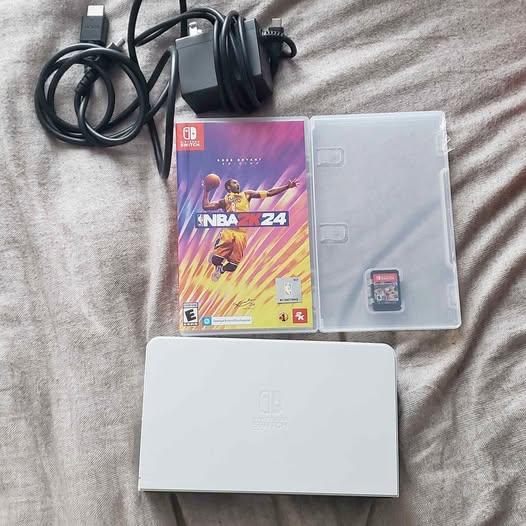 Nintendo Switch OLED Bundle w/ Pro Controller & NBA 2K24, Mario kart