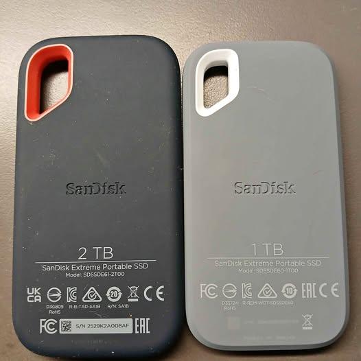 External storage 2TB, 1TB, 256GB, 128GB