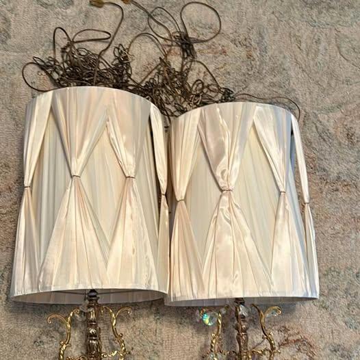 Vintage ornate Hollywood regency drum lamp set of 2