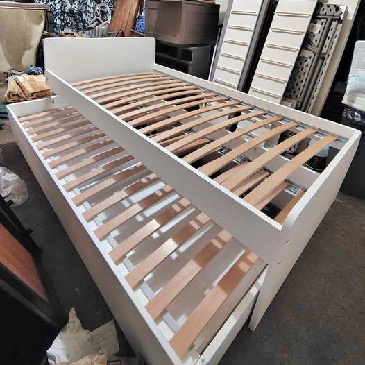 Ikea SLÄKT Bed frame w/pull-out bed + storage, white, Twin
