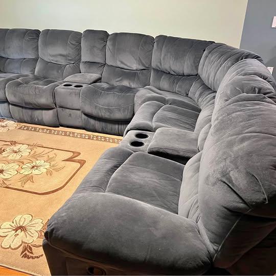 8 piece Manual reclining sectional sofa with 2 console