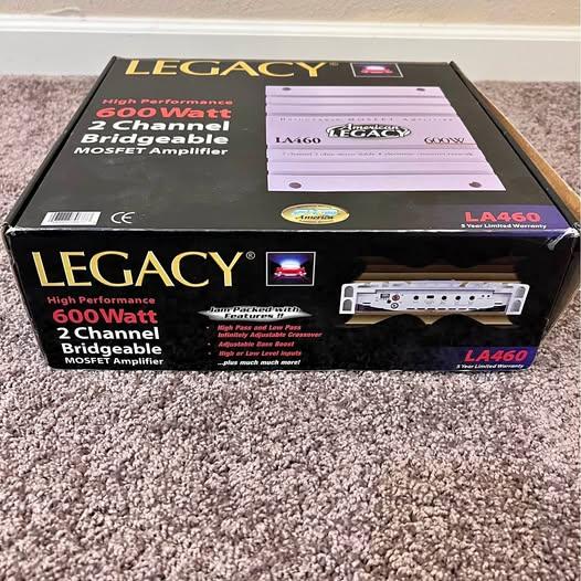 Legacy LA460 600 Watt 2 Channel Bridgeable MOSFET Amplifier
Never used original packaging