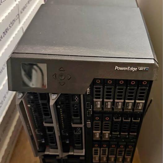 Dell PowerEdge VRTX tower config with 2 m640 blades, 20Tb storage, 32 cores, and 384Gb DDR4 memory
