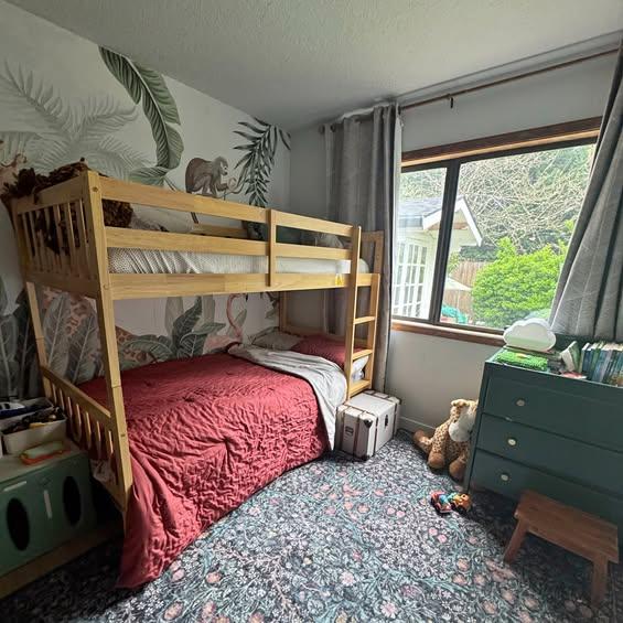 Twin Over Twin Wood Bunk Bed with Ladder and Guardrails