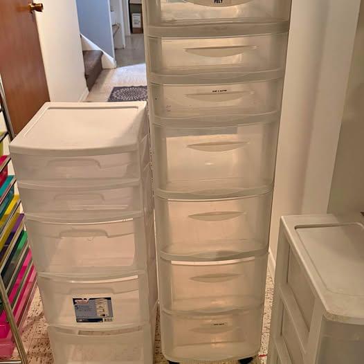 Clear drawer storage towers