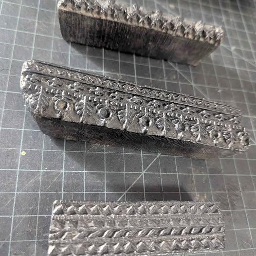 Vintage Indian Hand-Carved Wooden Printing Blocks (Set of 3)