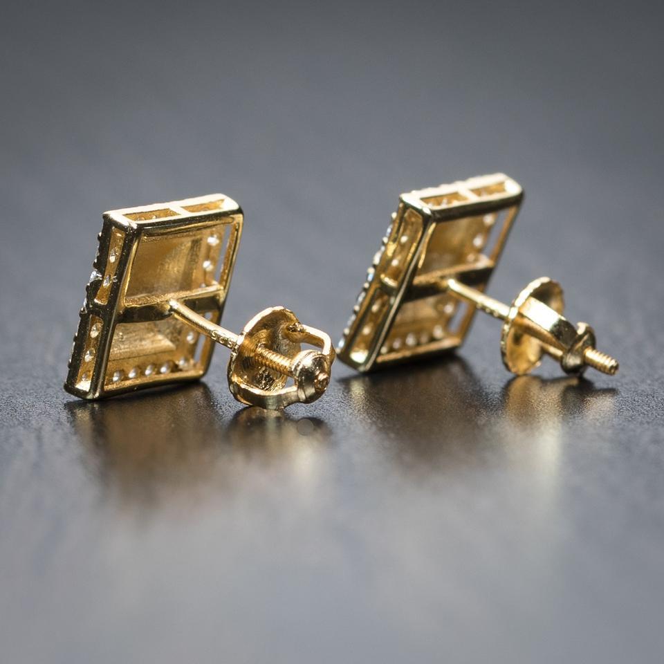 Mens Small Square Iced Cz 4