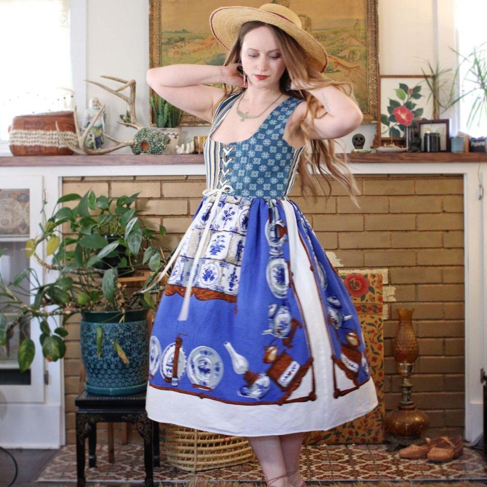 Corset Bodice Cotton Midi Dress 2d0c 8