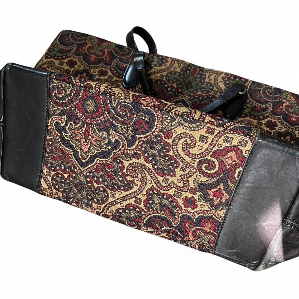 Tan Brown Burgundy Paisley Print Efac 5