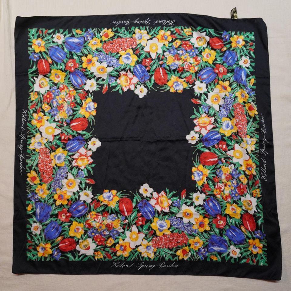 Satin Floral Scarf Excellent Pre Owned