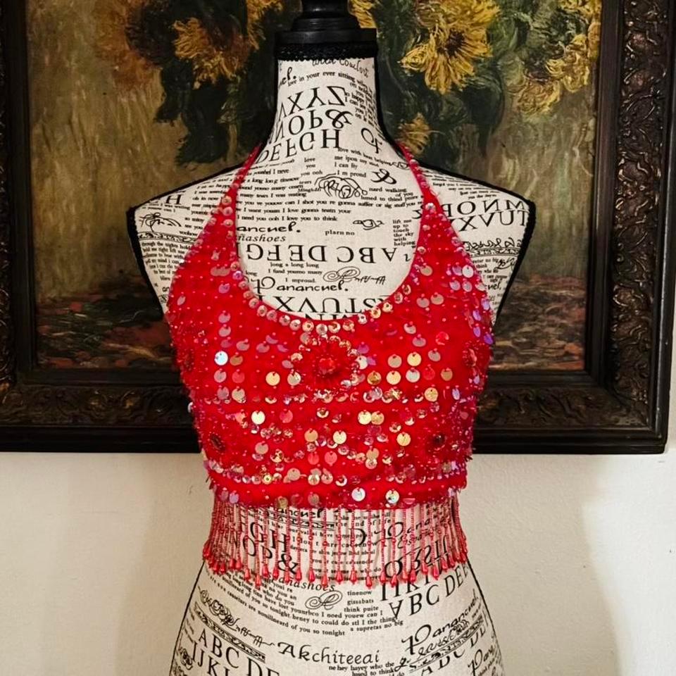 Vintage Y2k Red Beaded And A4d0