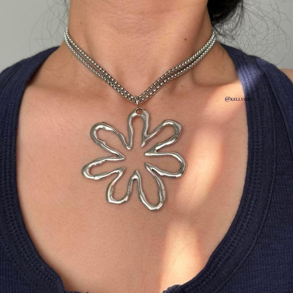 Big Flower Box Chain Choker D50f