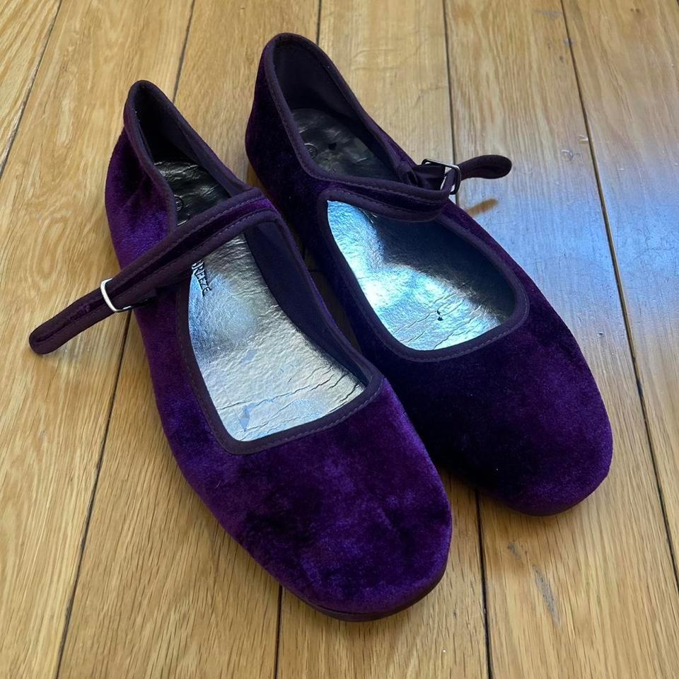 Purple Velvet Mary Jane Ballet 7024