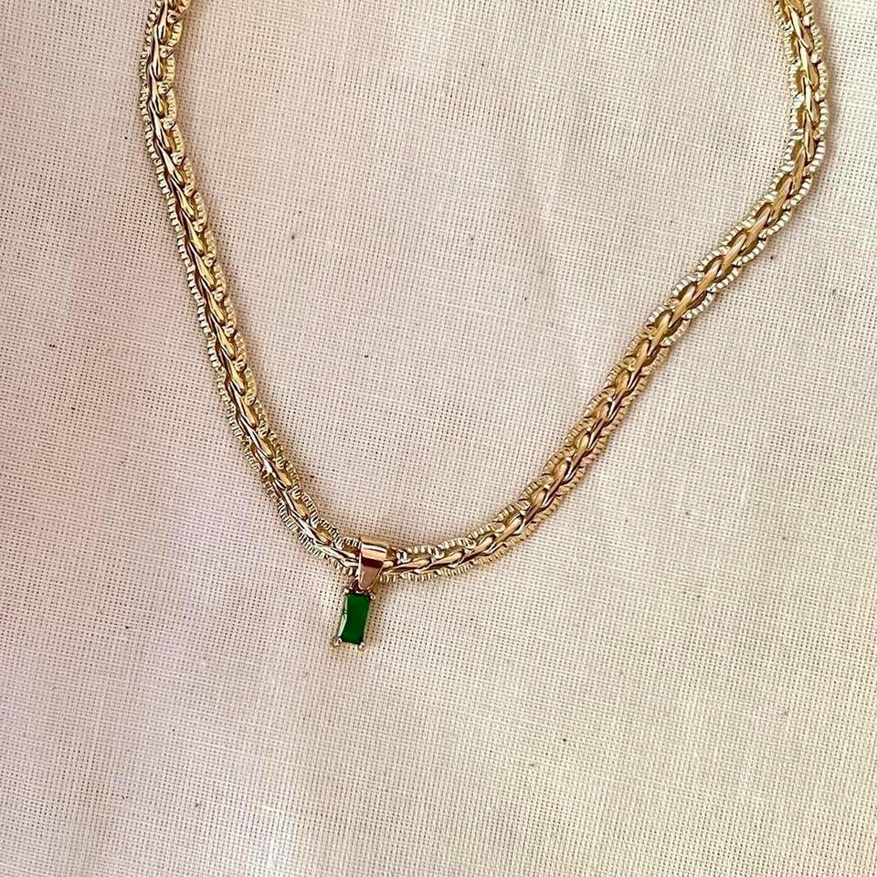 Y2k Style Gold Emerald Pendant 4e98