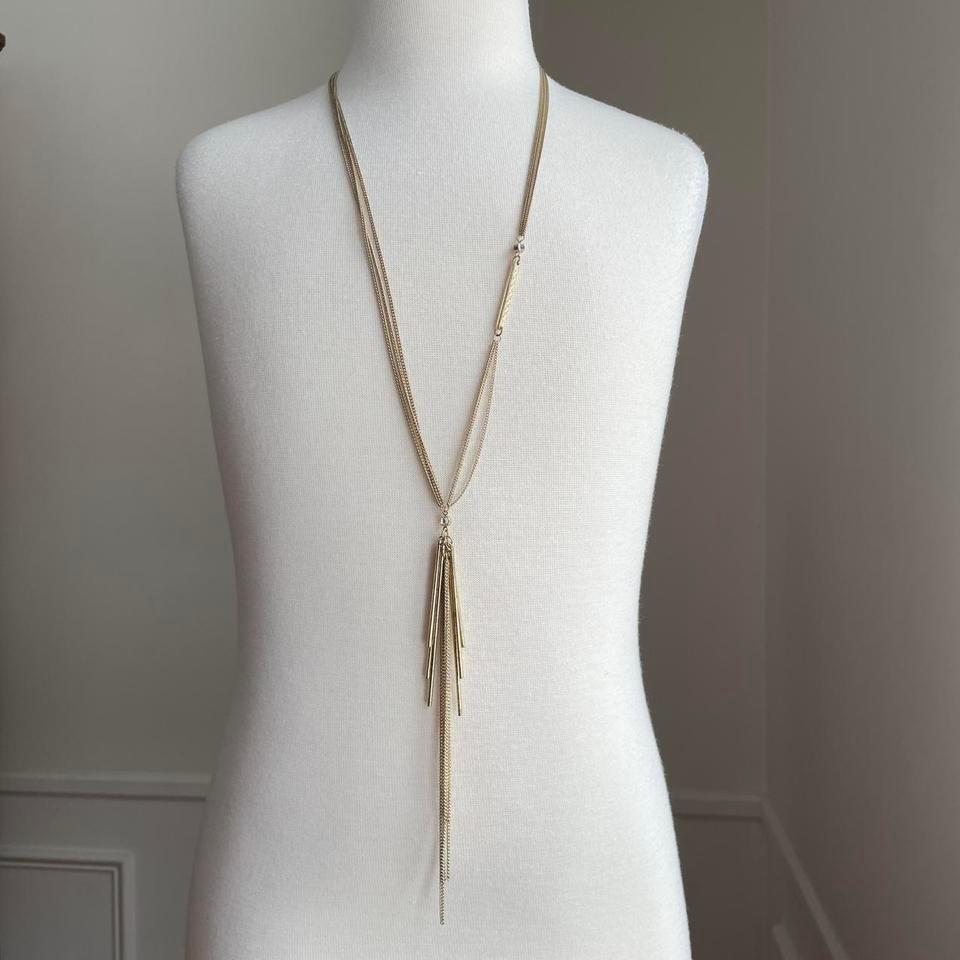 Gold Tone Dangle Necklace With 8a93