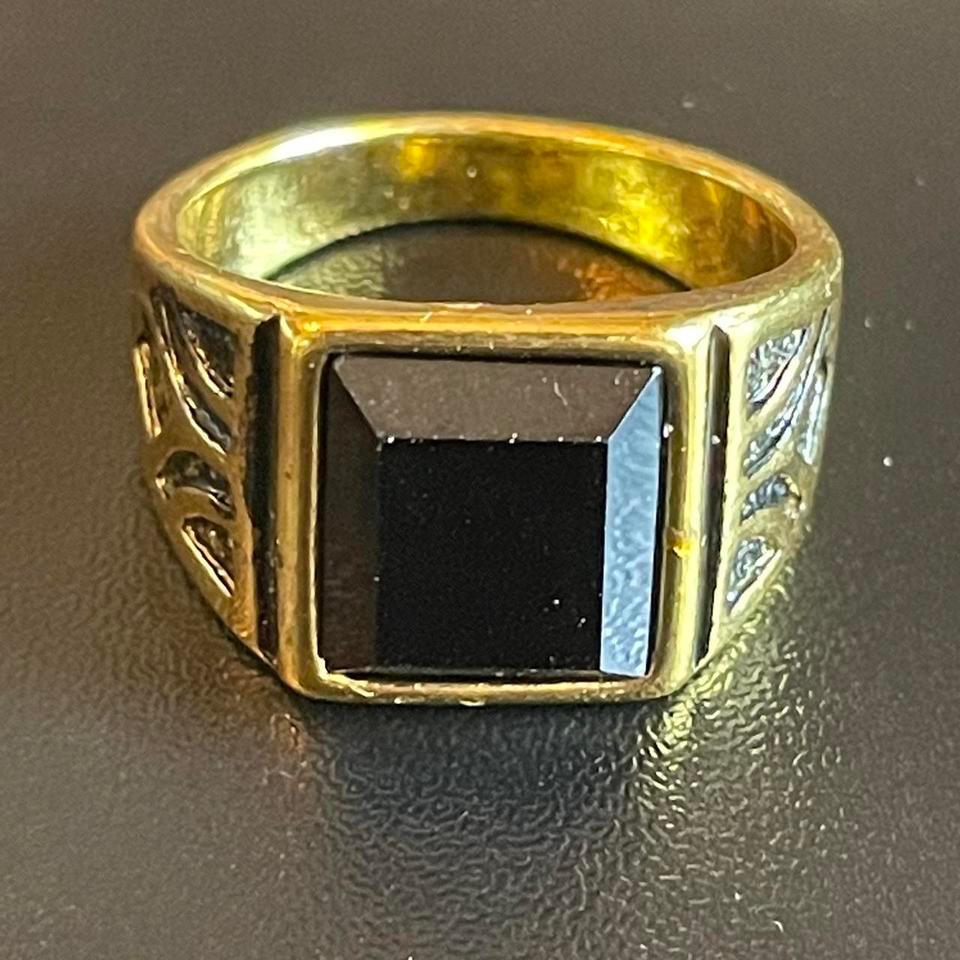 Black Resin Gold Plated Ring