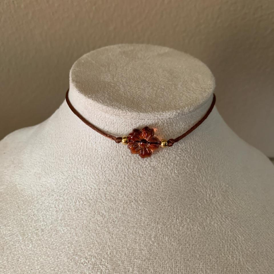 Glass Flower Choker Necklace With 2948