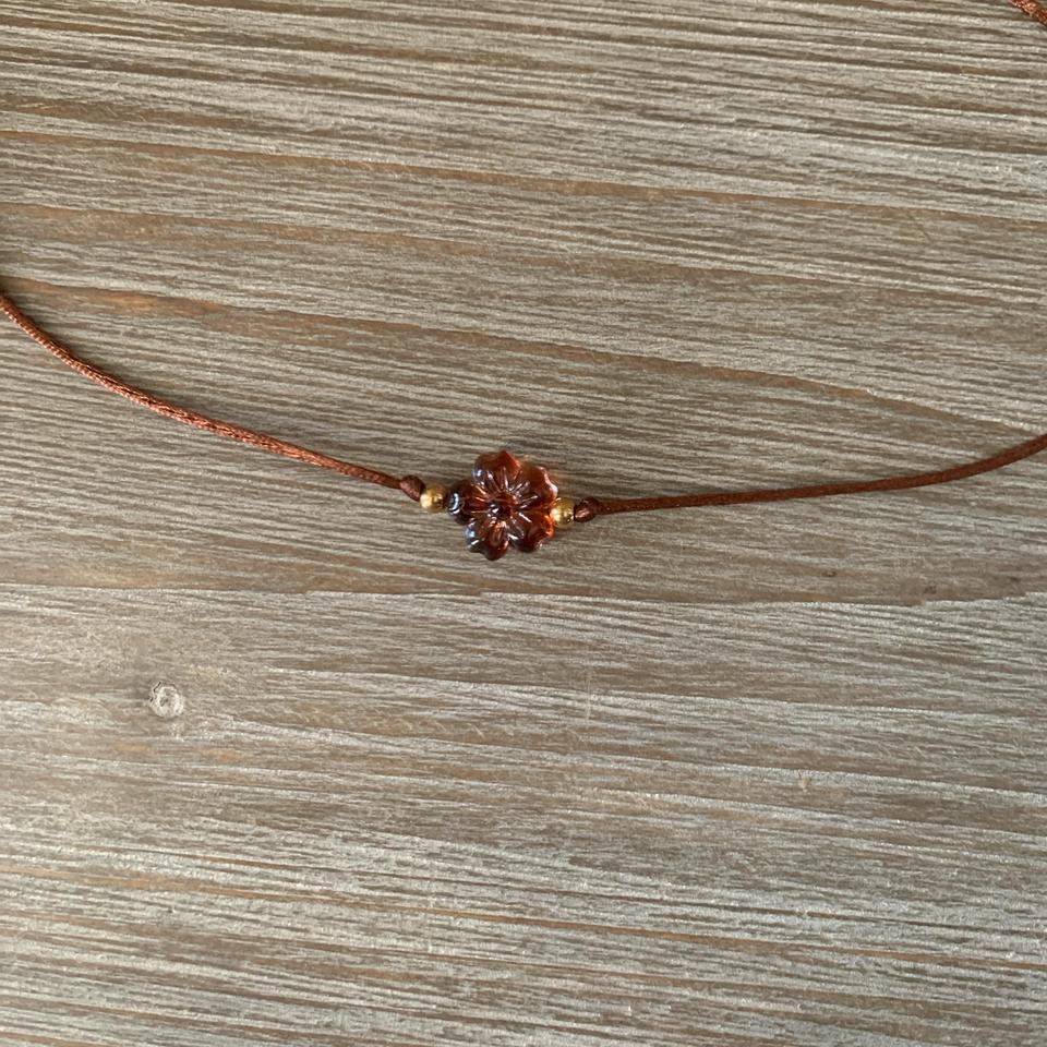 Glass Flower Choker Necklace With 2948 5