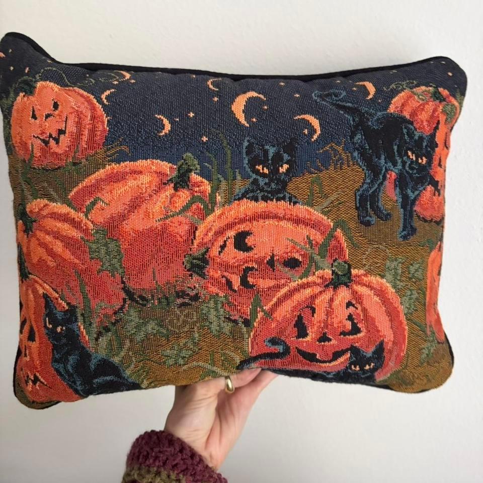 Vintage Tapestry Halloween Pumpkin Throw B806 3